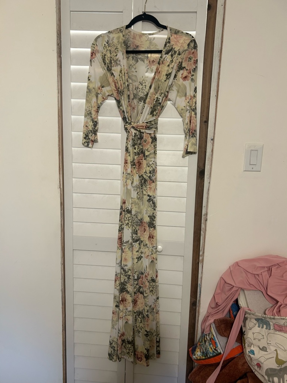 Pink blush maternity floral maxi dress